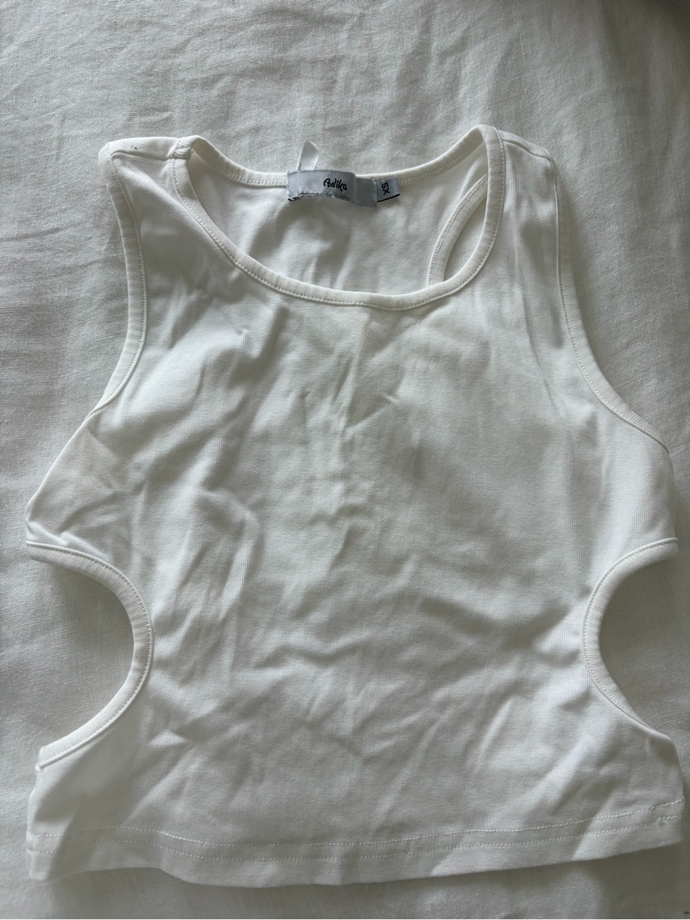 White Cutout Tank Top